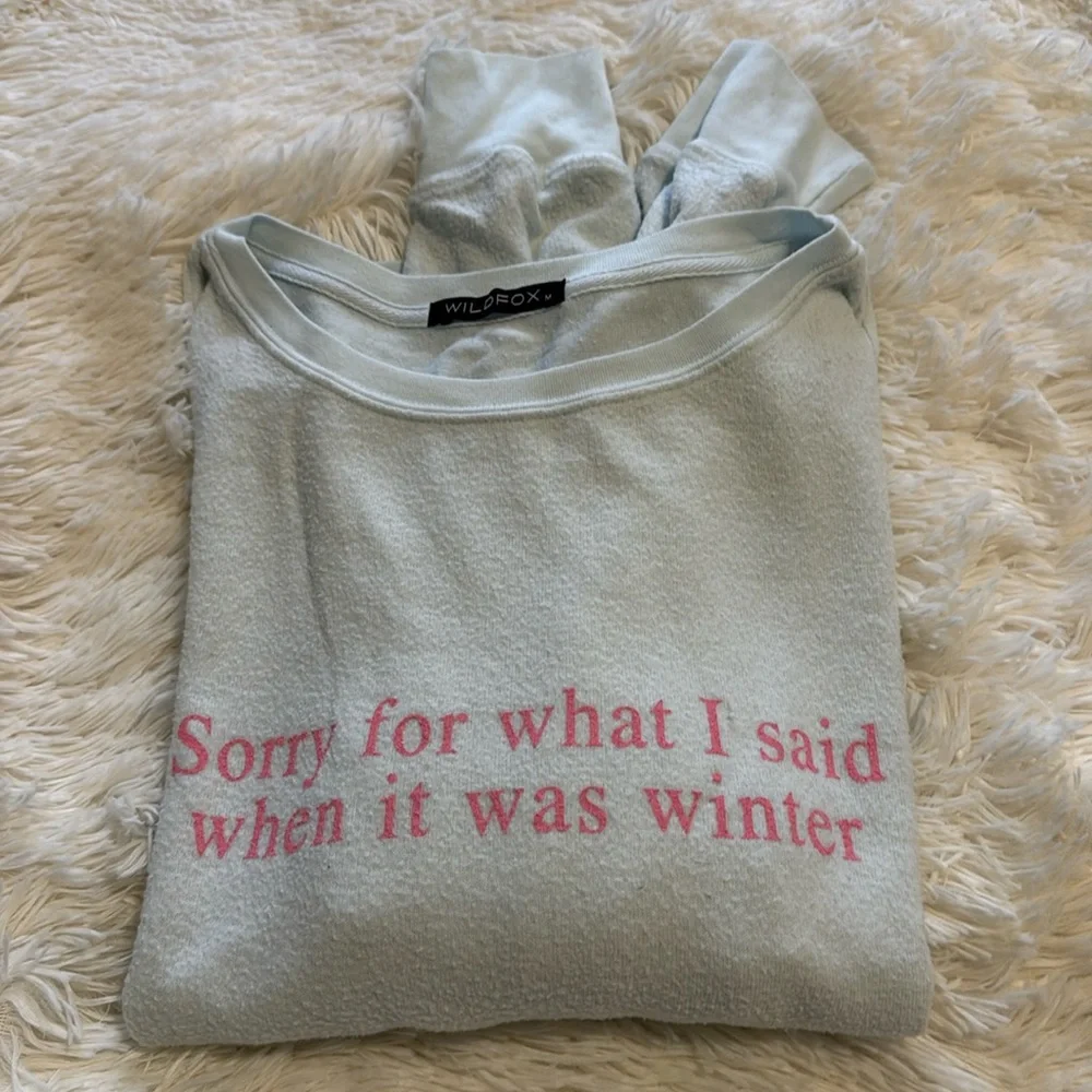 Wildfox blue “Sorry for what I said when it was winter” sweatshirt top M - Picture 9 of 9